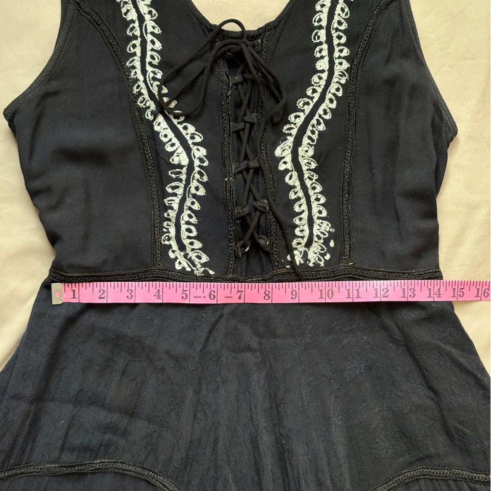 Advance Apparels Black Embroidered Boho Midi Dress Free Size - Picture 6 of 10
